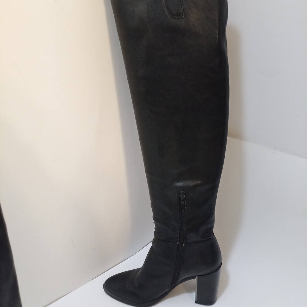 Nine West Black Over the Knee High Heel Boots Partial Side Zip US Size 9 1/2